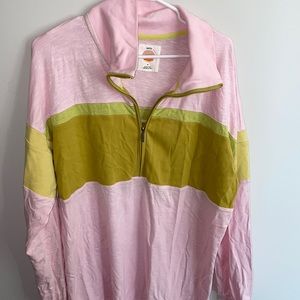 daily practice long sleeve mid thigh t shirt dress, quarter zip